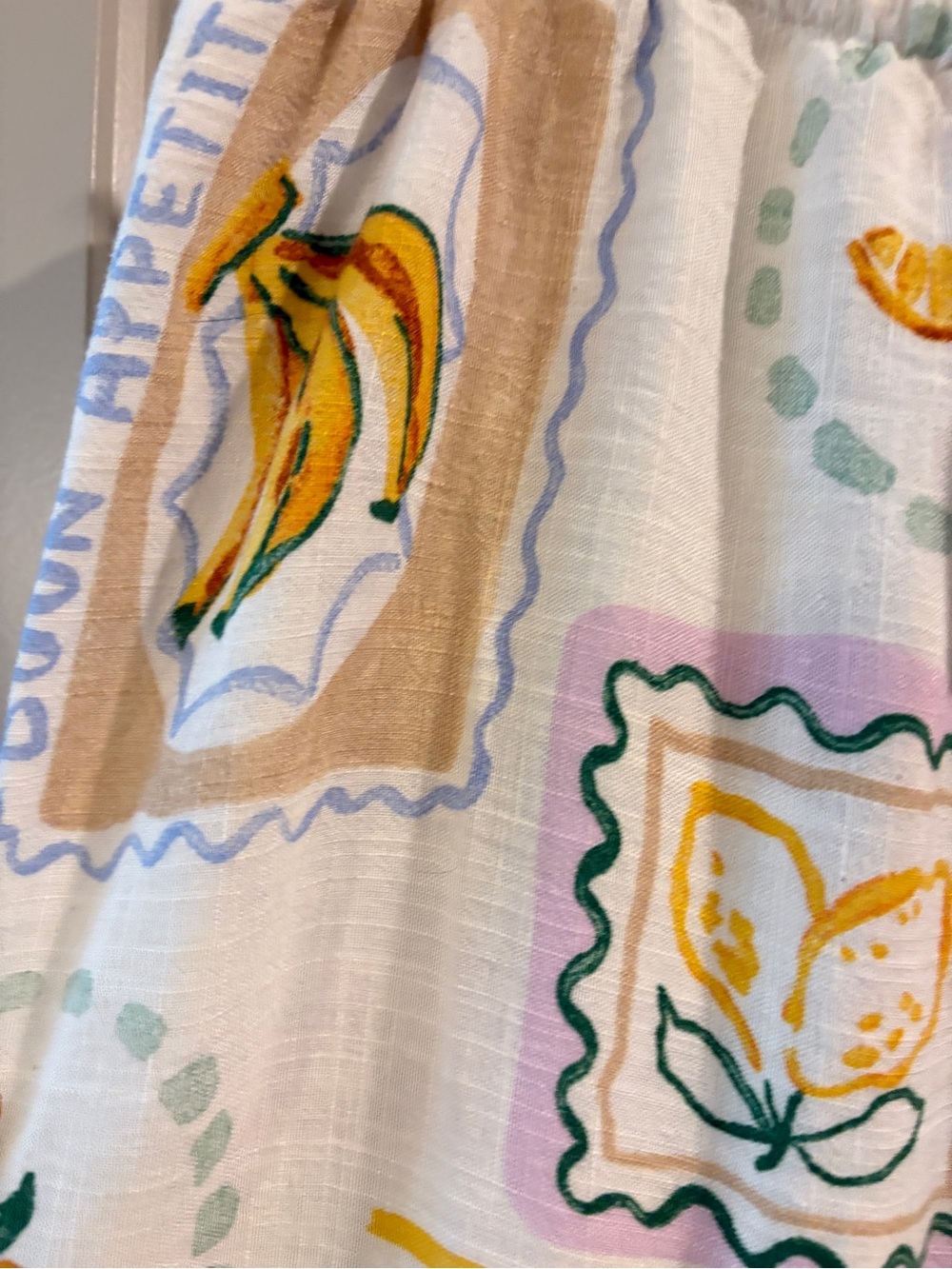 Wide Leg Linen-Blend Beach Pants in Cream & Yellow - Picture 8 of 11